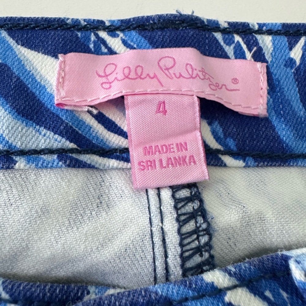 Lilly Pulitzer South Ocean Blue and White Ankle Cropped Jeans - Picture 3 of 15